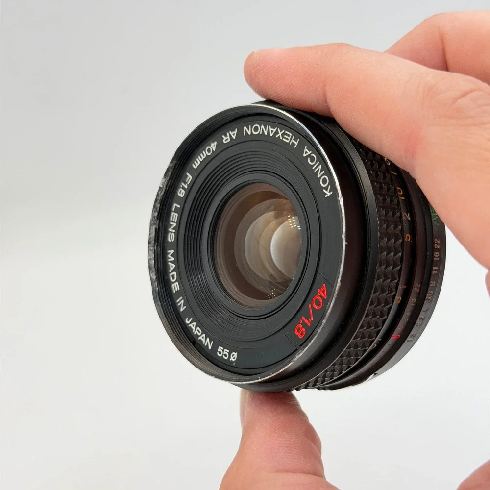 Konica Hexanon AR 40mm f1.8 Pancake Lens Prime with Panagor 55mm UV Filter